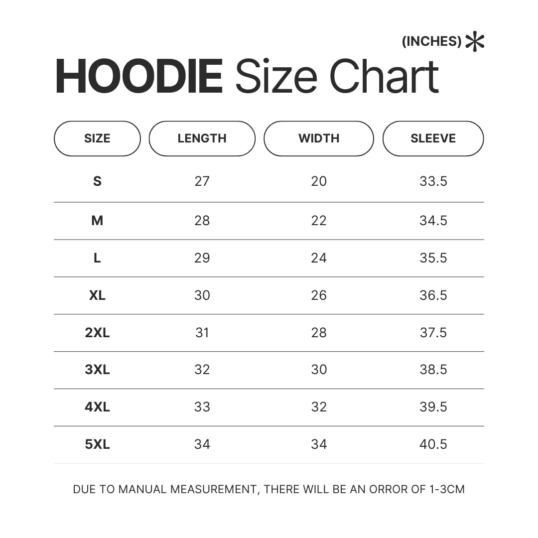 Hoodie Size Chart - Anne Of Green Gables Store