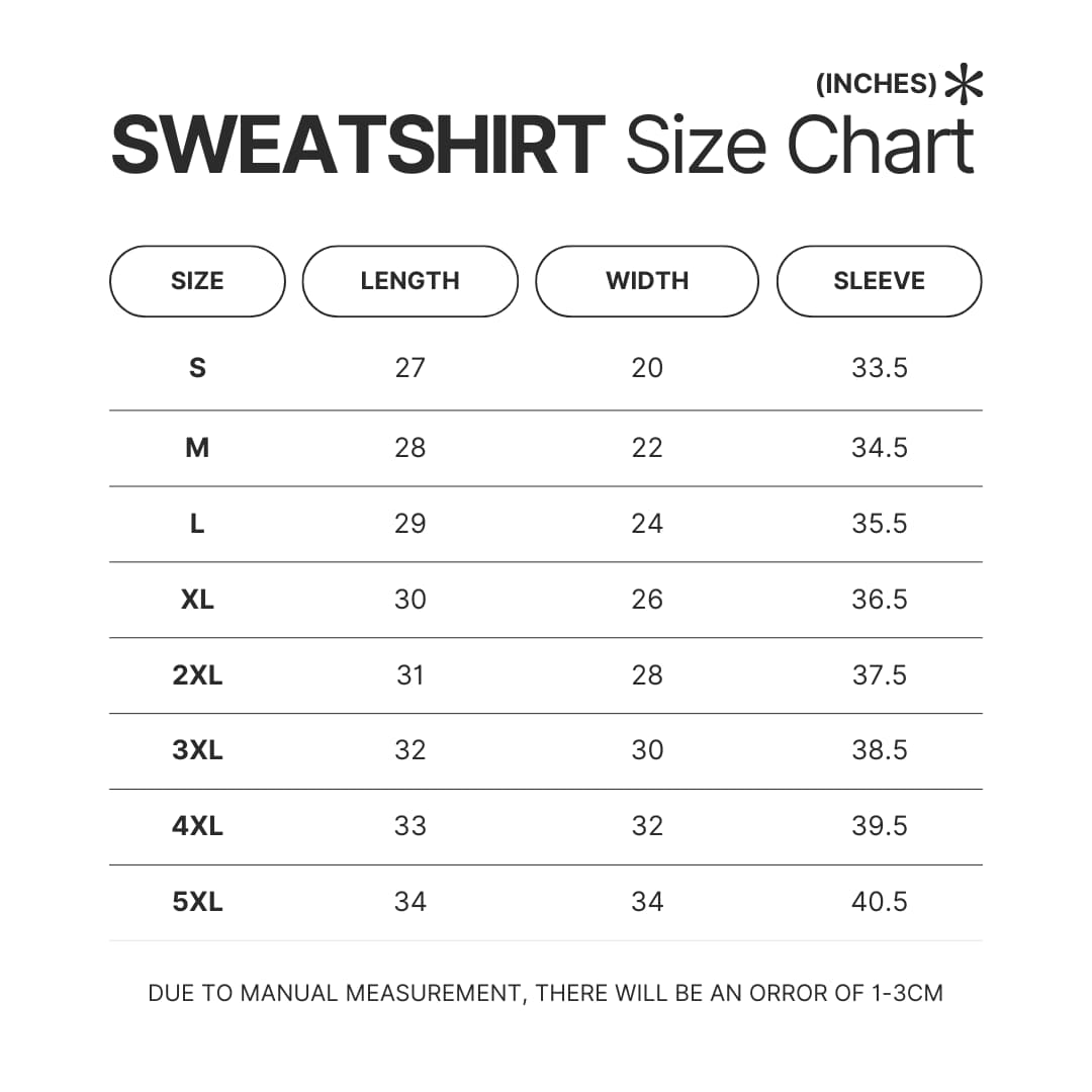 Sweatshirt Size Chart - Anne Of Green Gables Store