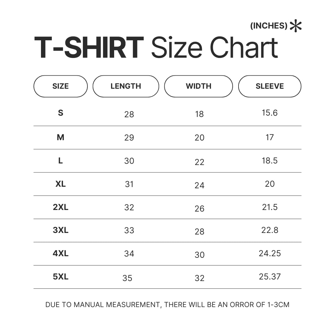 T shirt Size Chart - Anne Of Green Gables Store