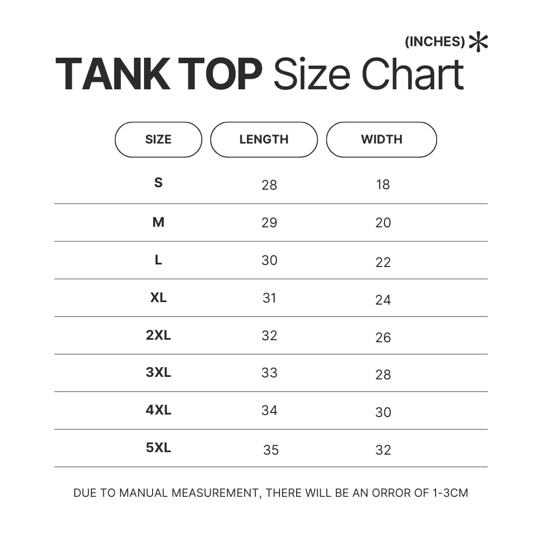 Tank Top Size Chart - Anne Of Green Gables Store