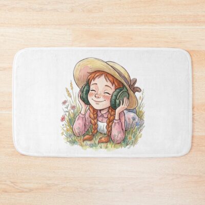 Cute Anne Of Green Gables Listening To Music Bath Mat