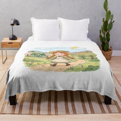 Cute Anne Of Green Gables Cartoon Art Throw Blanket
