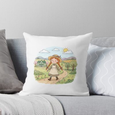 Cute Anne Of Green Gables Cartoon Art Throw Pillow